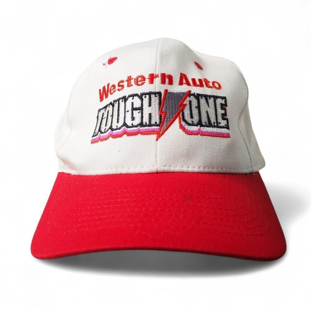 KC Western Auto "Tough One"‎ Vintage Snapback Hat White / Red Adjustable OS